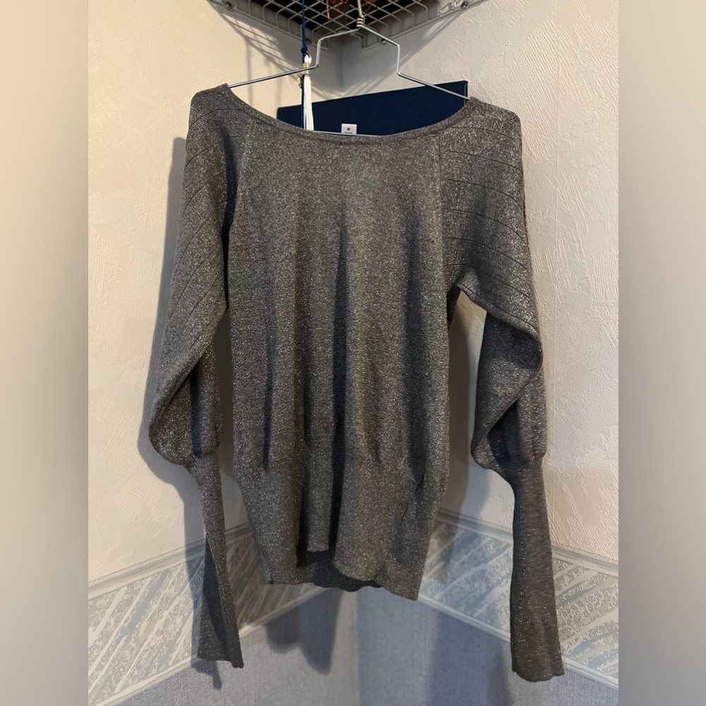 Glittery silver long sleeve women’s top